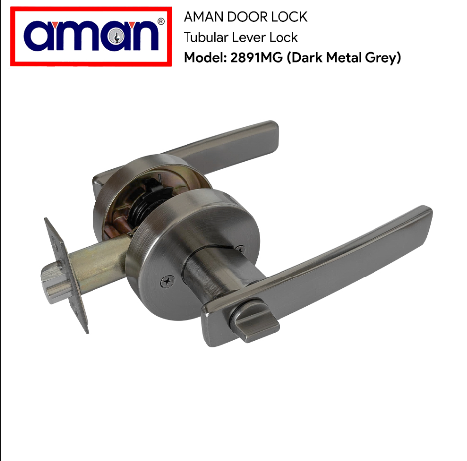 AMAN TUBULAR LEVER DOOR LOCK 2891MG (METAL GREY)