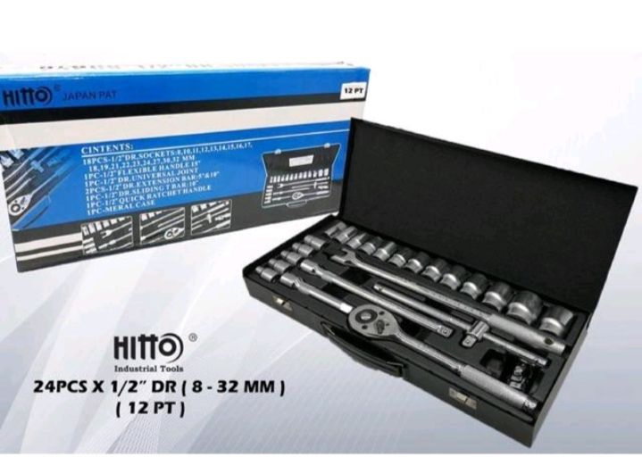 HITTO HEAVY DUTY 1/2” 24PCS BOX SOCKET SET OCHA HITTO HEAVY DUTY 1/2” 24PCS( 6 points & 12:points) BOX SOCKET SET (MADE IN TAIWAN) - Free delivery semenanjung