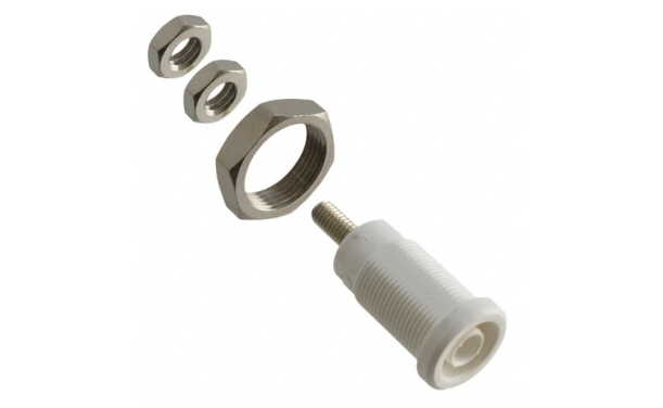 Fluke PJKPL 72930-9 Panel Mt Iec 4mm(0.16in)jack For Sheathed Plug, Hex Nut, 10/pkg (white)