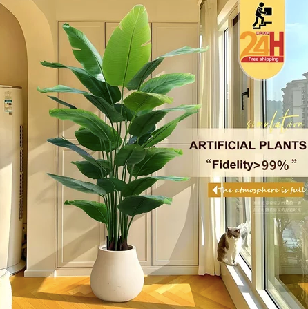 OK Artificial Plants Large Banana Tree Fake Plastic Palm Tree leaves home decoration