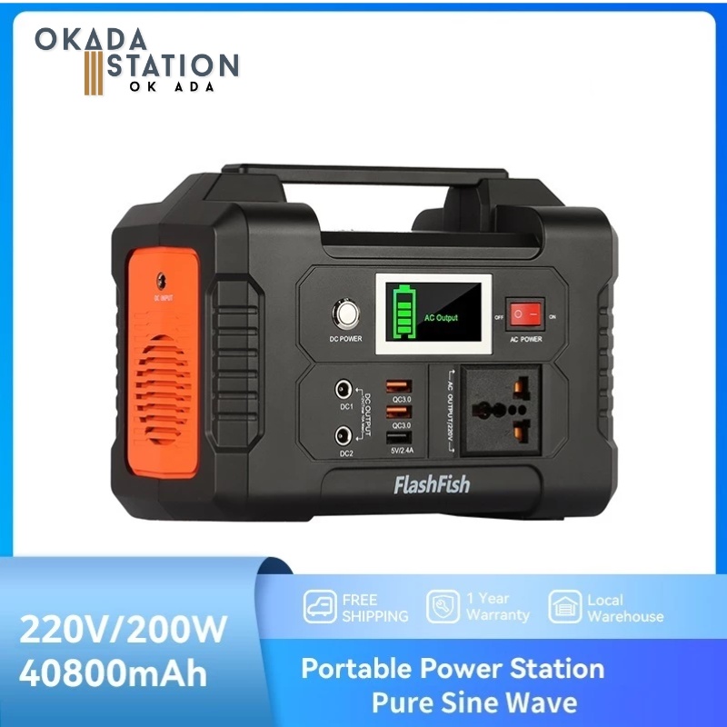 FlashFish / E200 Power Station / Multi-Function / Portable Solar Power / Generator Camping / Powerbank (200W/151Wh)