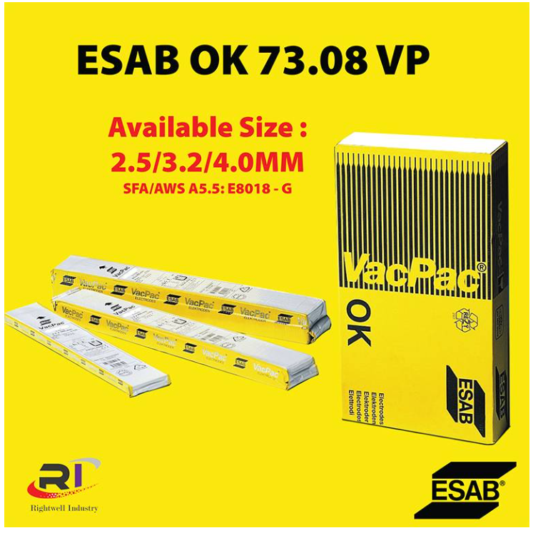 RIGHTWELL ESAB OK 73.08 VP LOW ALLOYED WELDING ELECTRODE (AWS E8018-G)