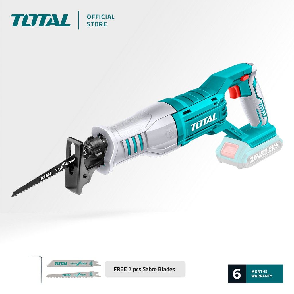 TOTAL TRSLI1151 LI-ION RECIPROCATING SAW (FREE 2 PCS SABRE BLADES 1 PC WOOD SAW BLADE 1 PC METAL SAW BLADE)