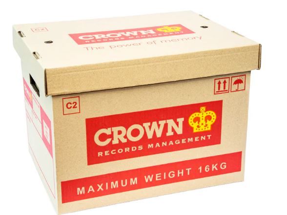 CROWN File Storage Carton Box with Lid - Medium (Pack of 5)