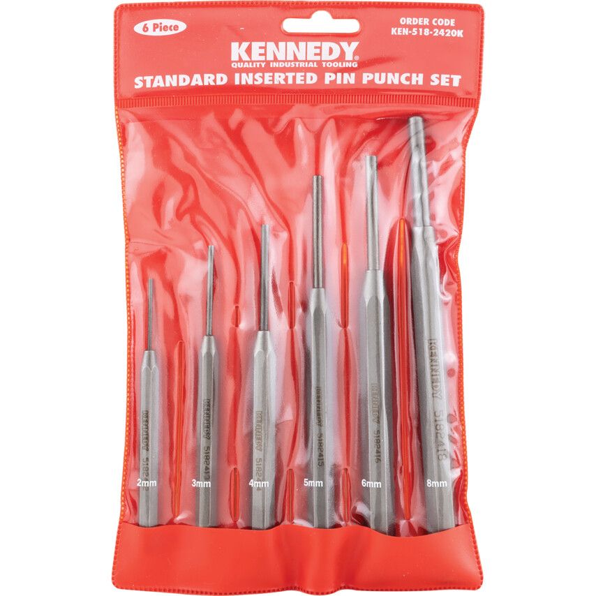 KENNEDY STANDARD INSERTED PIN PUNCHES 6-PCE SET KEN5182420K
