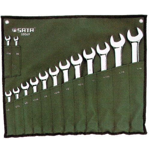 SATA *SATA 09069 14 PCS FULL POLISH COMBINATION WRENCH SET, S.A.E
