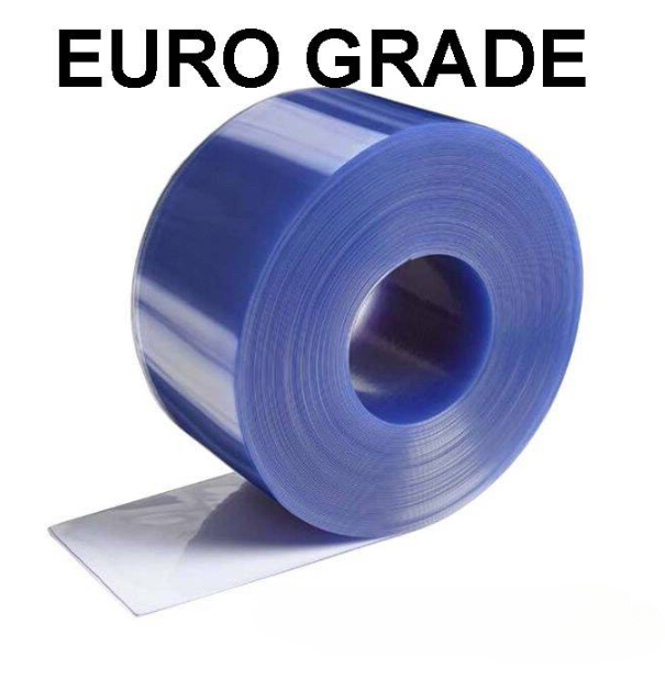 EURO GRADE PVC CURTAIN STRIP CLEAR BLUE 2MM THICK EU TYPE