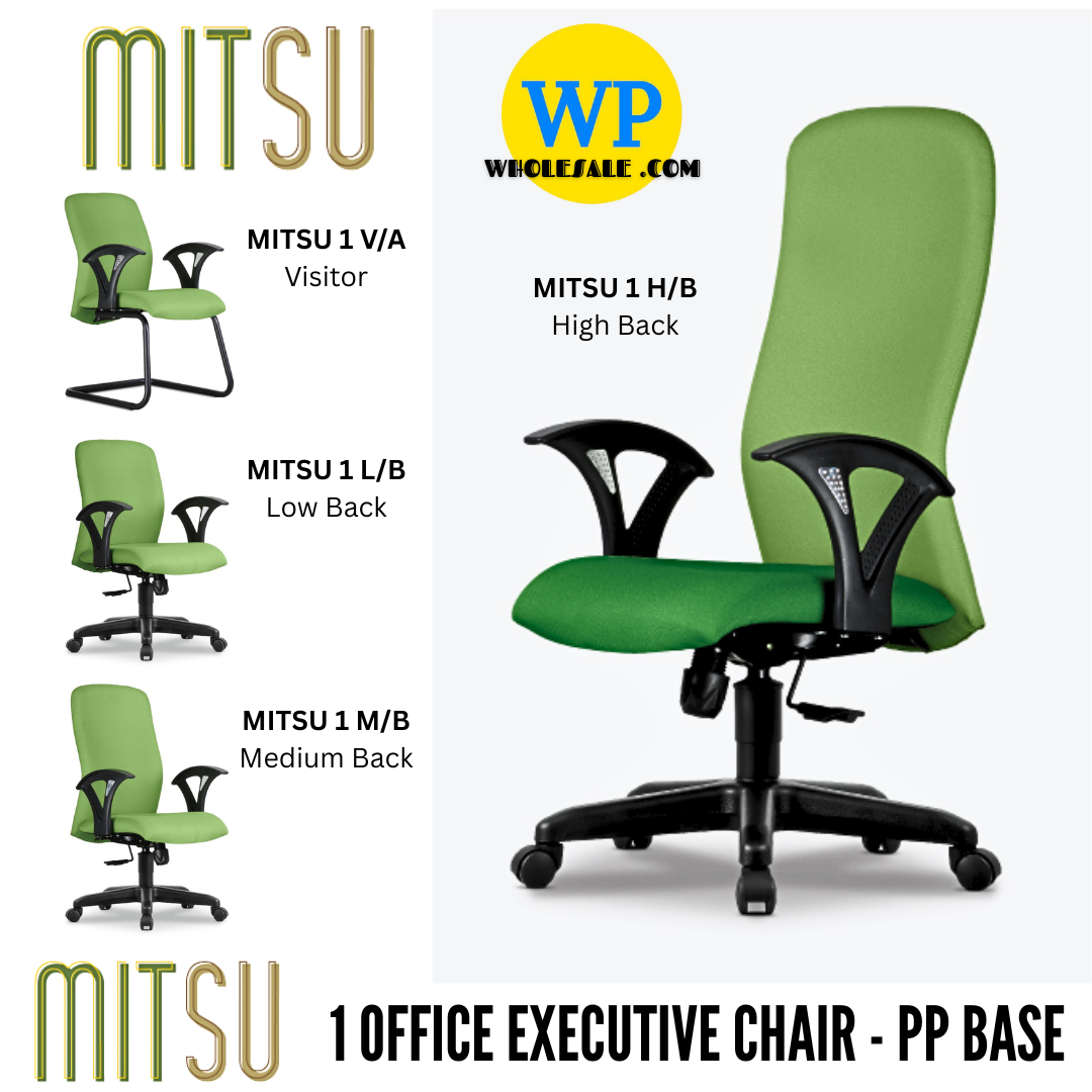 CLASSIC CHAIR MITSU 1 ERGONOMIC OFFICE EXECUTIVE CHAIR - ALL SIZE / EXECUTIVE SERIES / OFFICE CONFERENCE CHAIR / OFFICE SWIVEL CHAIR / EXECUTIVE CHAIR / DIRECTOR CHAIR / OFFICE CHAIR / PP BASE / FABRIC / PU LEATHER / MITSU 1
