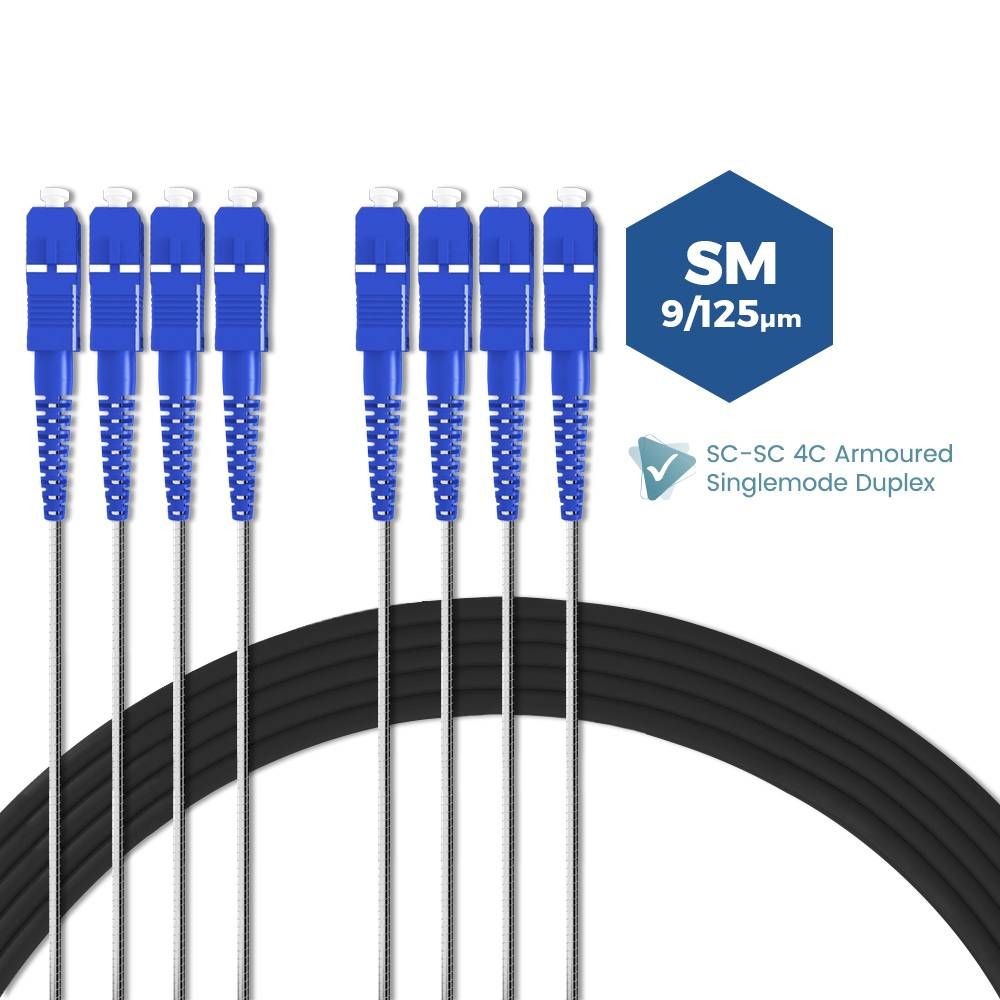SC-SC SINGLEMODE OUTDOOR 4 CORE ARMOURED ANTI-RODENT FIBER OPTIC PATCH CABLE