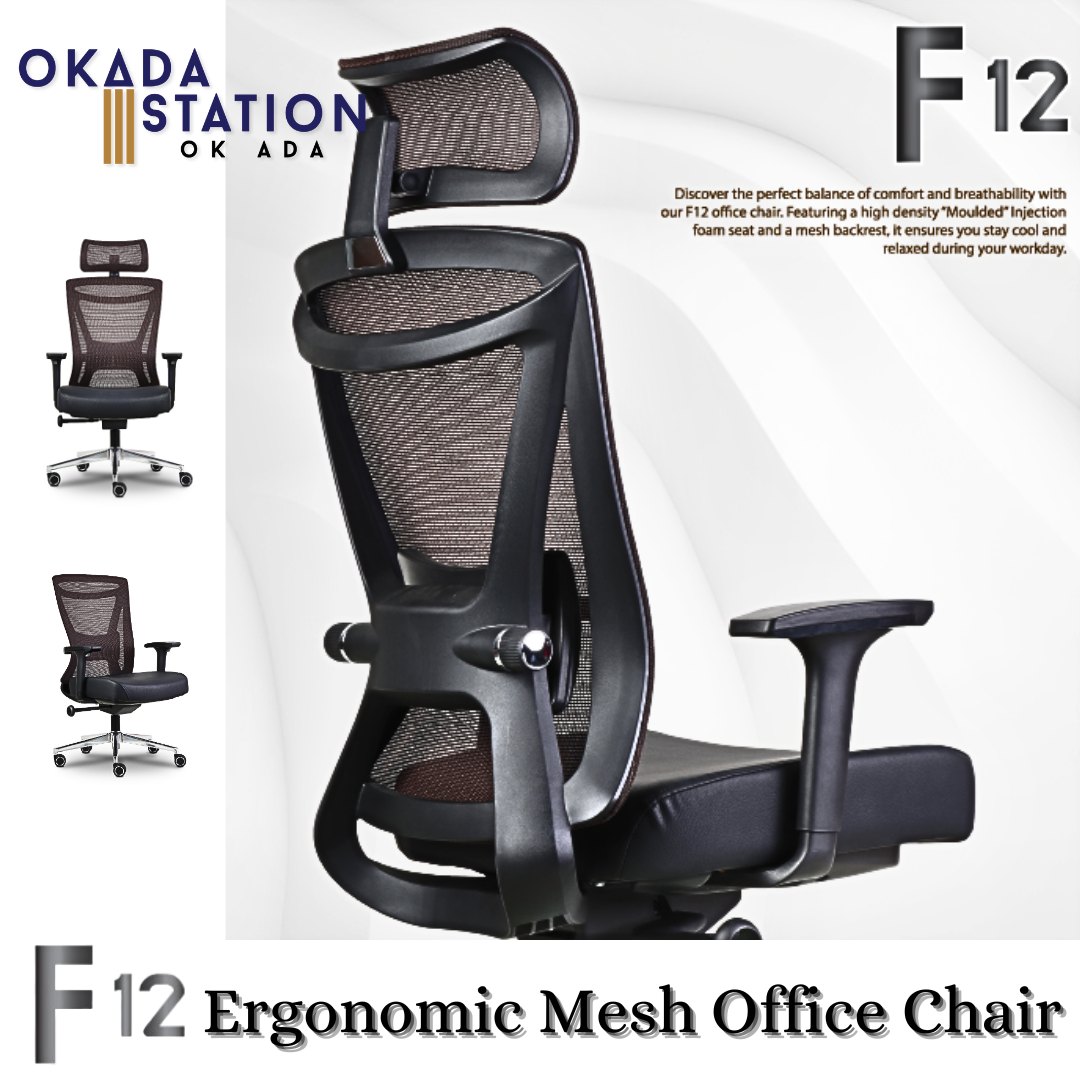 CLASSIC CHAIR F12 ERGONOMIC OFFICE MESH CHAIR WITH CHROME LEG - ALL SIZE / CLASSIC CHAIR / MESH SERIES / F12 SERIES / ERGONOMIC OFFICE CHAIR / ERGONOMIC MESH CHAIR / PU LEATHER / MESH CHAIR / OFFICE CHAIR / CHAIR / F12