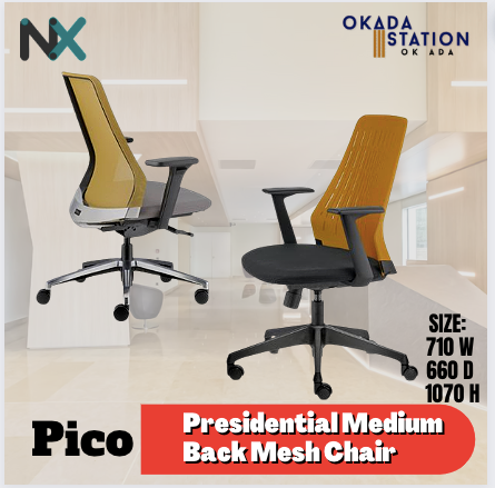 NEXUS PICO PRESIDENTIAL ERGONOMIC MEDIUM BACK MESH CHAIR / MESH CHAIR / OFFICE CHAIR / ERGONOMIC MESH CHAIR / MEDIUM BACK OFFICE CHAIR
