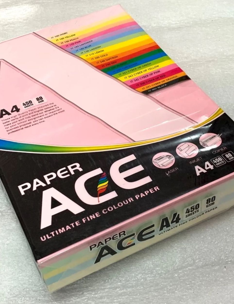 ACE Colour Paper_A4 Colour Paper_450sheets 80gsm_5 colours_Ultimate Fine Colour Paper_High Quality Colour Paper A4size