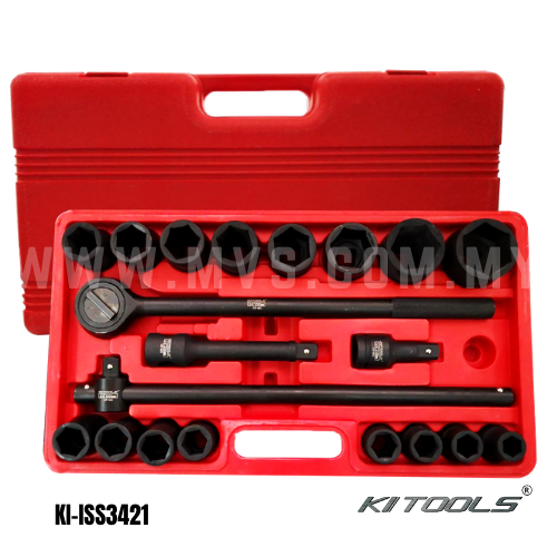 KI TOOLS 3/4” DR. IMPACT SOCKET SET C/W ACC. – 21 PCS / 19-50mm – BLOW MODE CASE