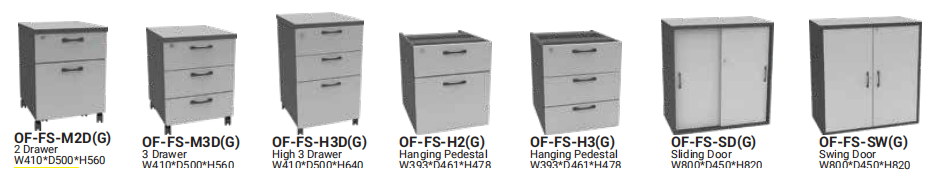 OFIS SN SERIES DRAWERS / PEDESTAL _LIGHT GREY TOP_ DARK GREY BASE