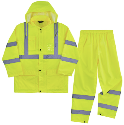 RAIN SUITS WITH HOOD, HI-VIS REFLECTIVE STRIPE, POLYESTER 150D 19 04 06 SIZE: M