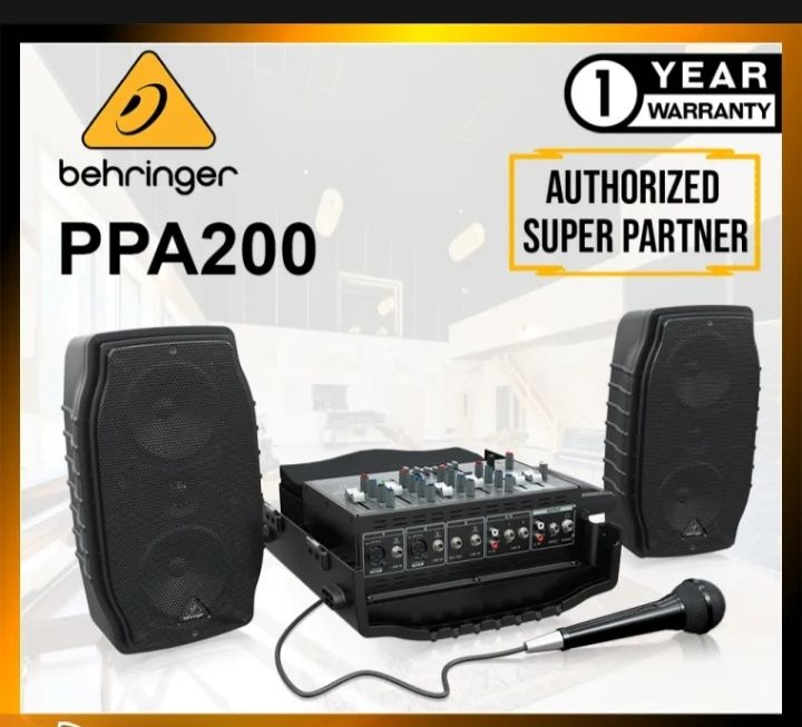 Behringer PPA200 Ultra-Compact 200-Watt 5-Channel Powered Mixer ( PPA-200 / Ppa200 )+ Speaker Stand