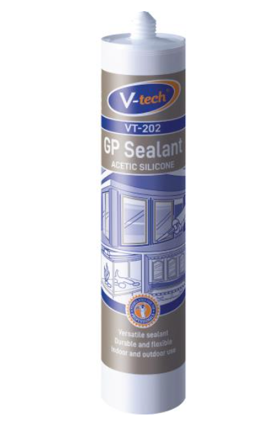 V-TECH SILICONE ALL PURPOSE ACETIC SILICONE SEALANT (VT-202) - 230ML (CLEAR)