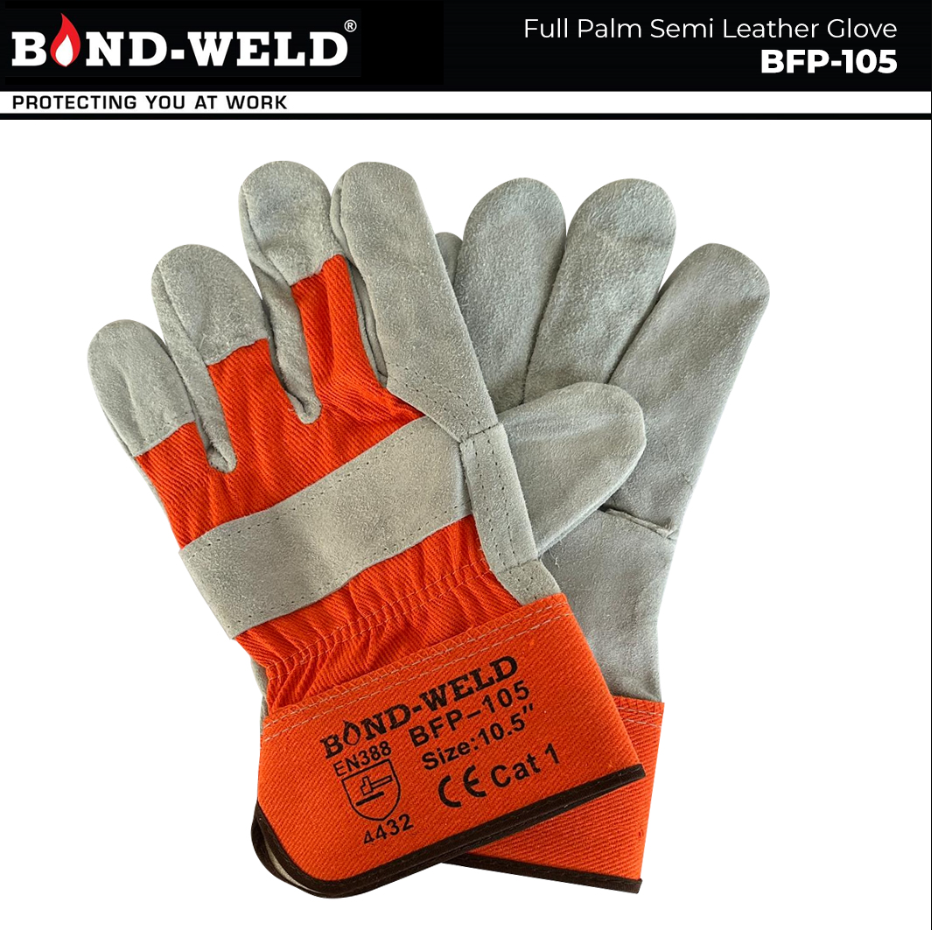 BOND-WELD FULL PALM SEMI LEATHER SAFETY GLOVES (BFP-105)