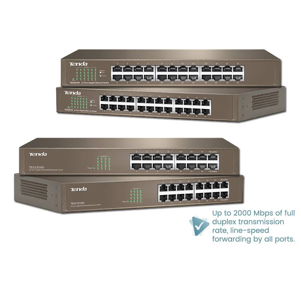 TENDA 16-24 PORT GIGABIT ETHERNET SWITCH (TENDA-TEG1016D)