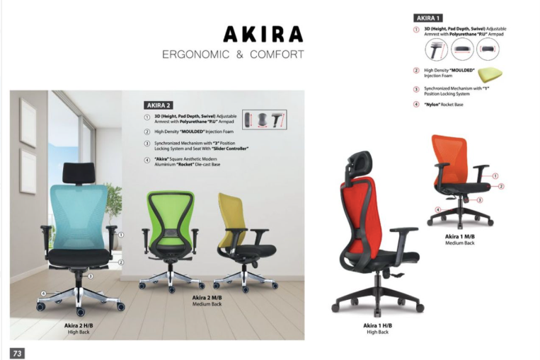 CLASSIC AKIRA ERGONOMIC EXCUTIVE MESH CHAIR / HOGH BACK / OFFICE CHAIR