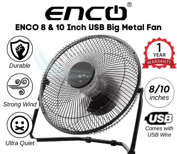 ENCO *ENCO 8 inch USB Metal Fan (Model No: EN-UF08)