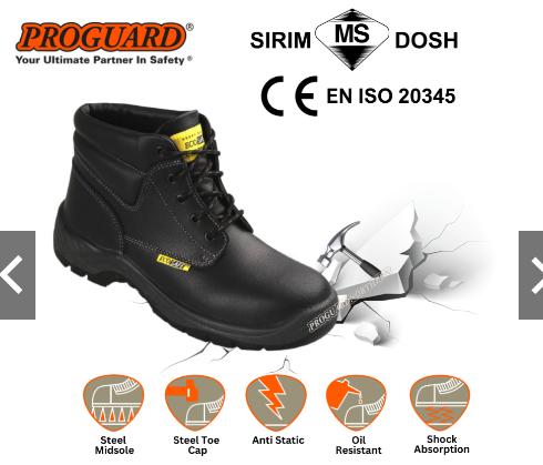 PROGUARD ANKLE-CUT SAFETY SHOE WITH SHOE LACE (PSS-97128) - DOSH & SIRIM APPROVAL