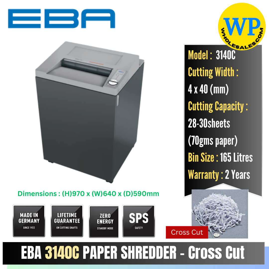 EBA Heavy Duty Paper Shredder 3140C - (Cross Cut) / EBA / Paper Shredder / Shredder / Cross-Cut / 3140C / Paper Shredding Machine / Mesin Pencincang / Mesin Potong Kertas