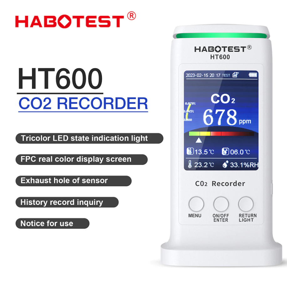 HABOTEST HT600 PROFESSIONAL CARBON DIOXIDE MONITOR 80000 DATA RECORDED
