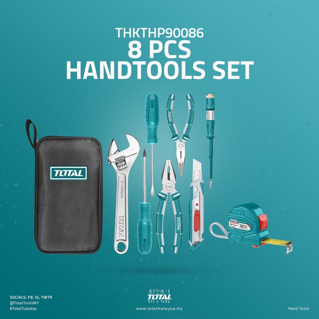 TOTAL 8 PCS HANDTOOLS SET - THKTHP90086