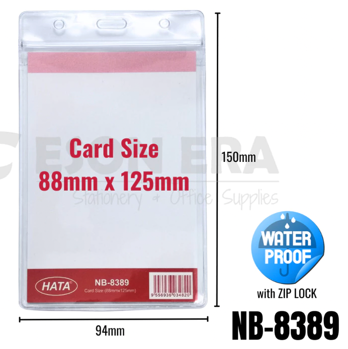 Hata PVC Name Badge Holder Waterproof Extra Thick ID Holder Zip Lock