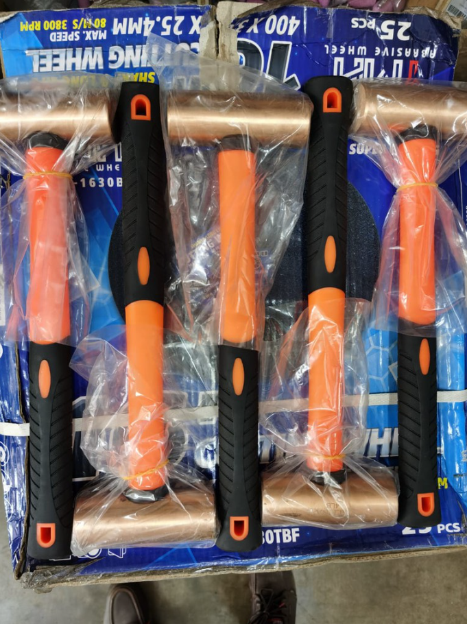 COPPER HAMMER NON SPARKING with FIBERGLASS ANTI SLIP HANDLE GRIP HAND TOOLS