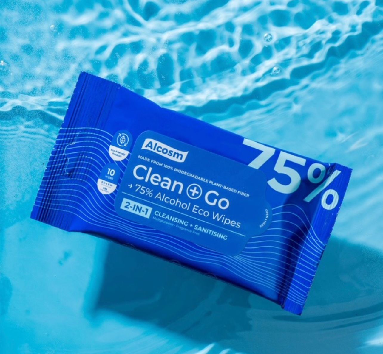 Alcosm 75% Alcohol Disinfectant Classic Wet Wipes 10’s ( bundle of 3)