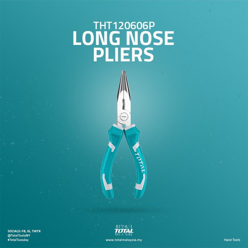 TOTAL LONG NOSE PLIERS GREAT FOR BENDING TURNING CUTTING & GETTING INTO TIGHT SPOTS (6") THT120606P