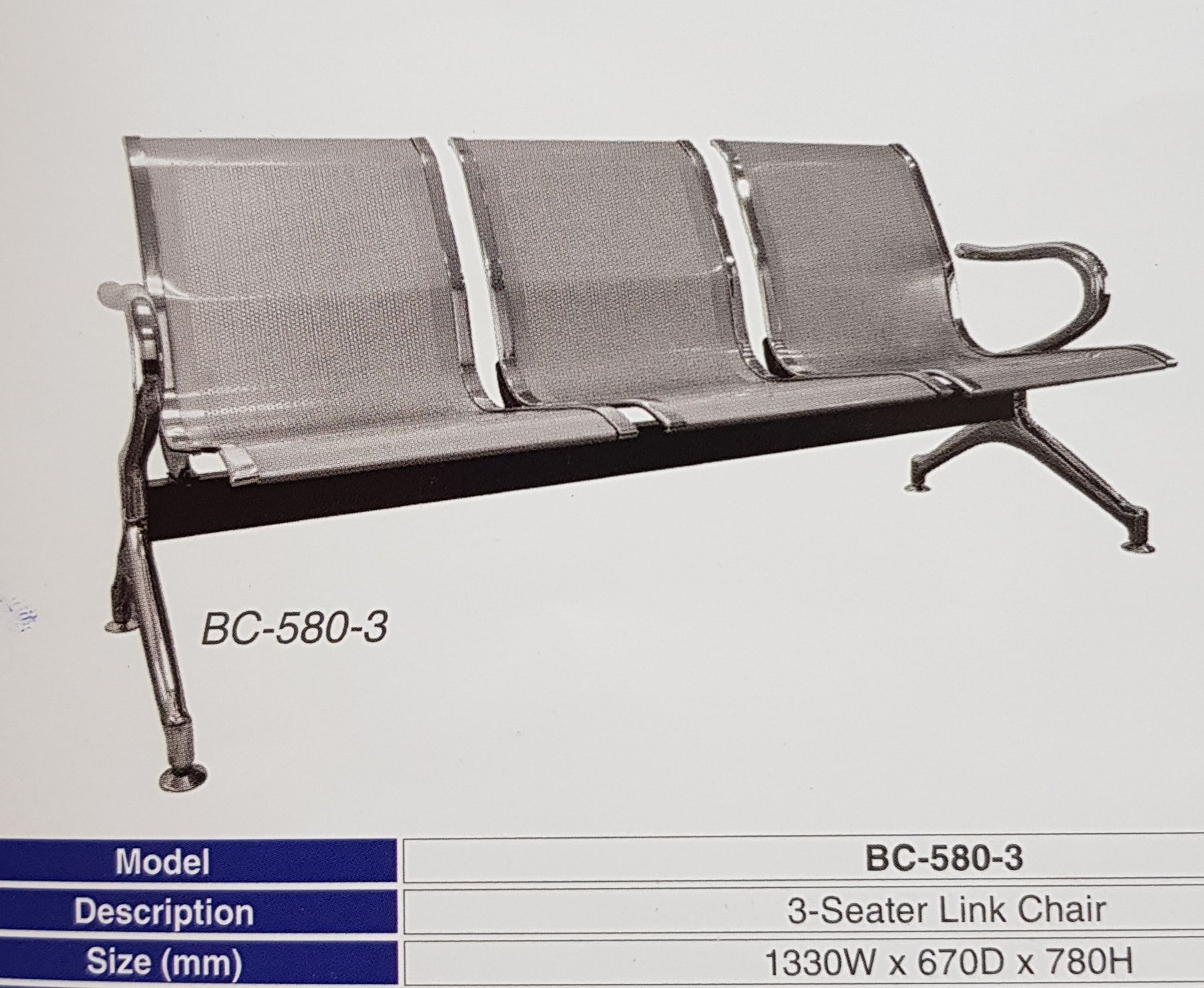 Chair Metal Office Chair 3 Seater Link BC-580 / Chair / Metal / Office Chair / 3 Seater / BC-580 / Metal Link Chair / OFFICE CHAIR / ERGONOMIC CHAIR
