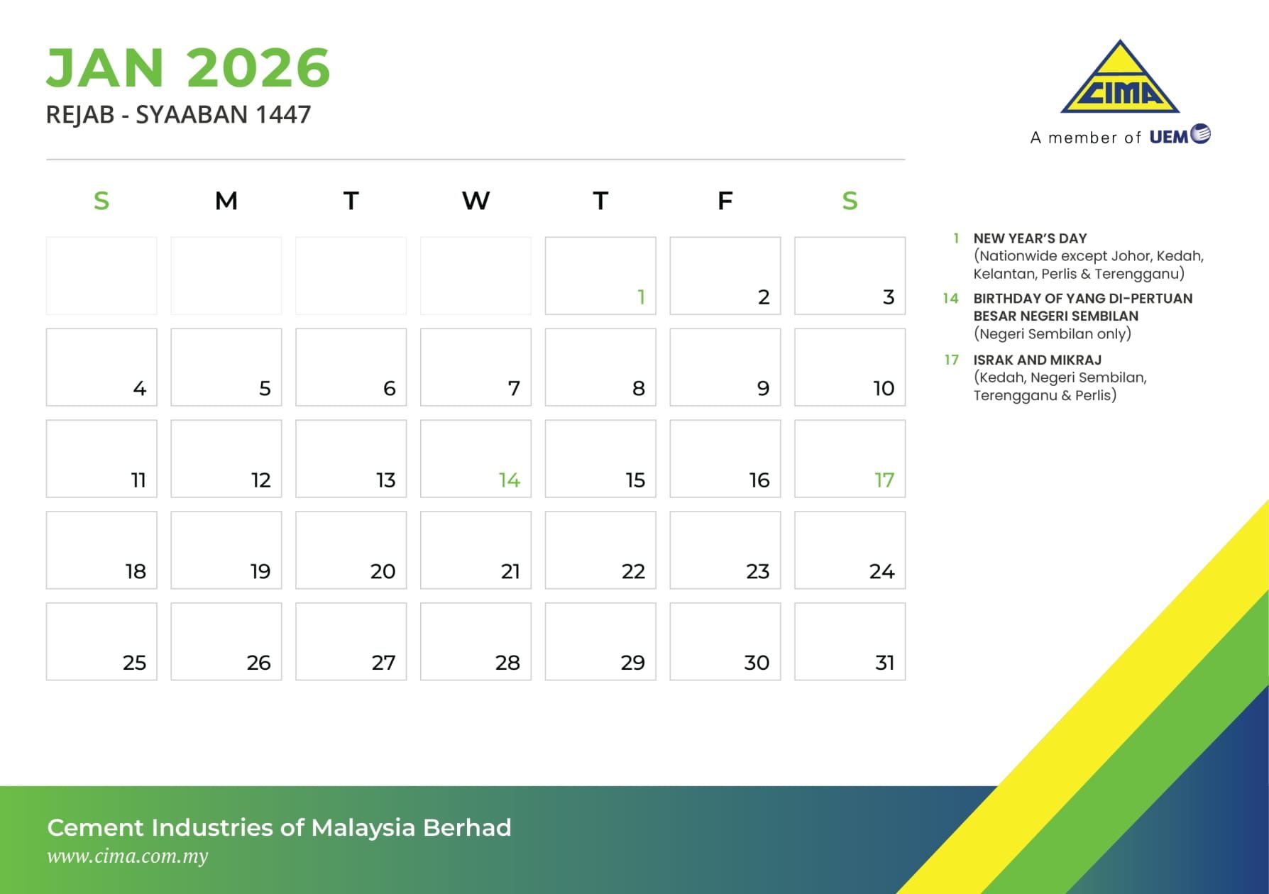WOS DESK TOP CALENDER 2026
