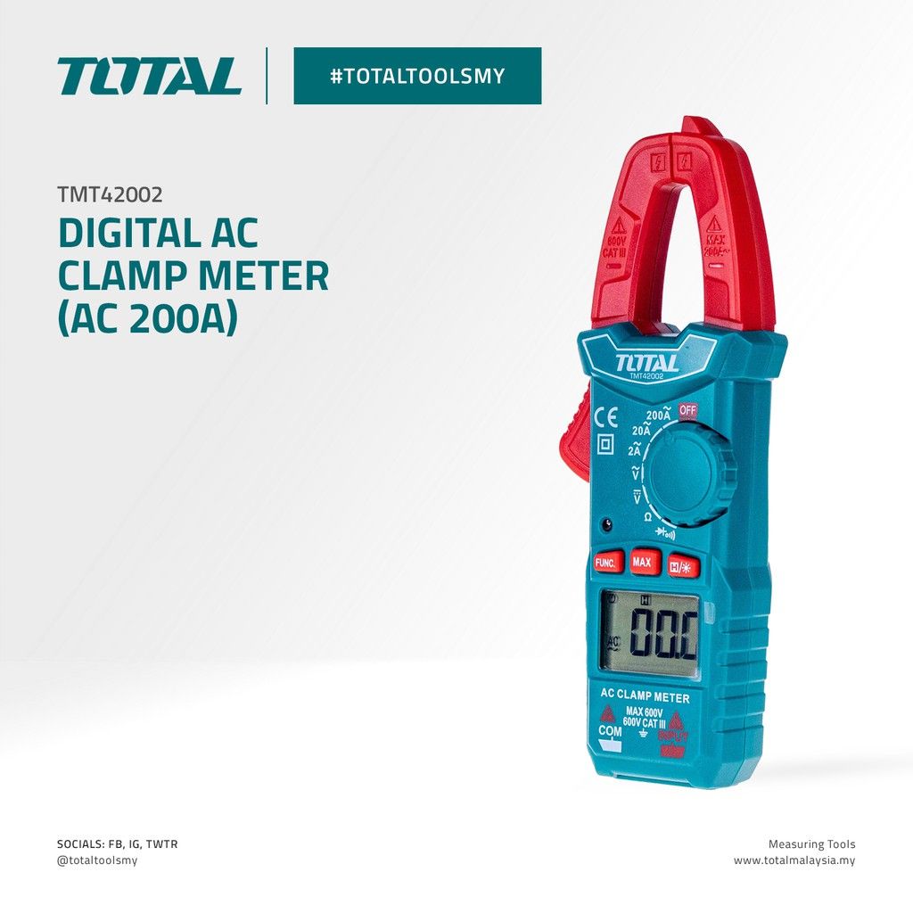 TOTAL DIGITAL AC CLAMP METER (AC 200A) TMT42002