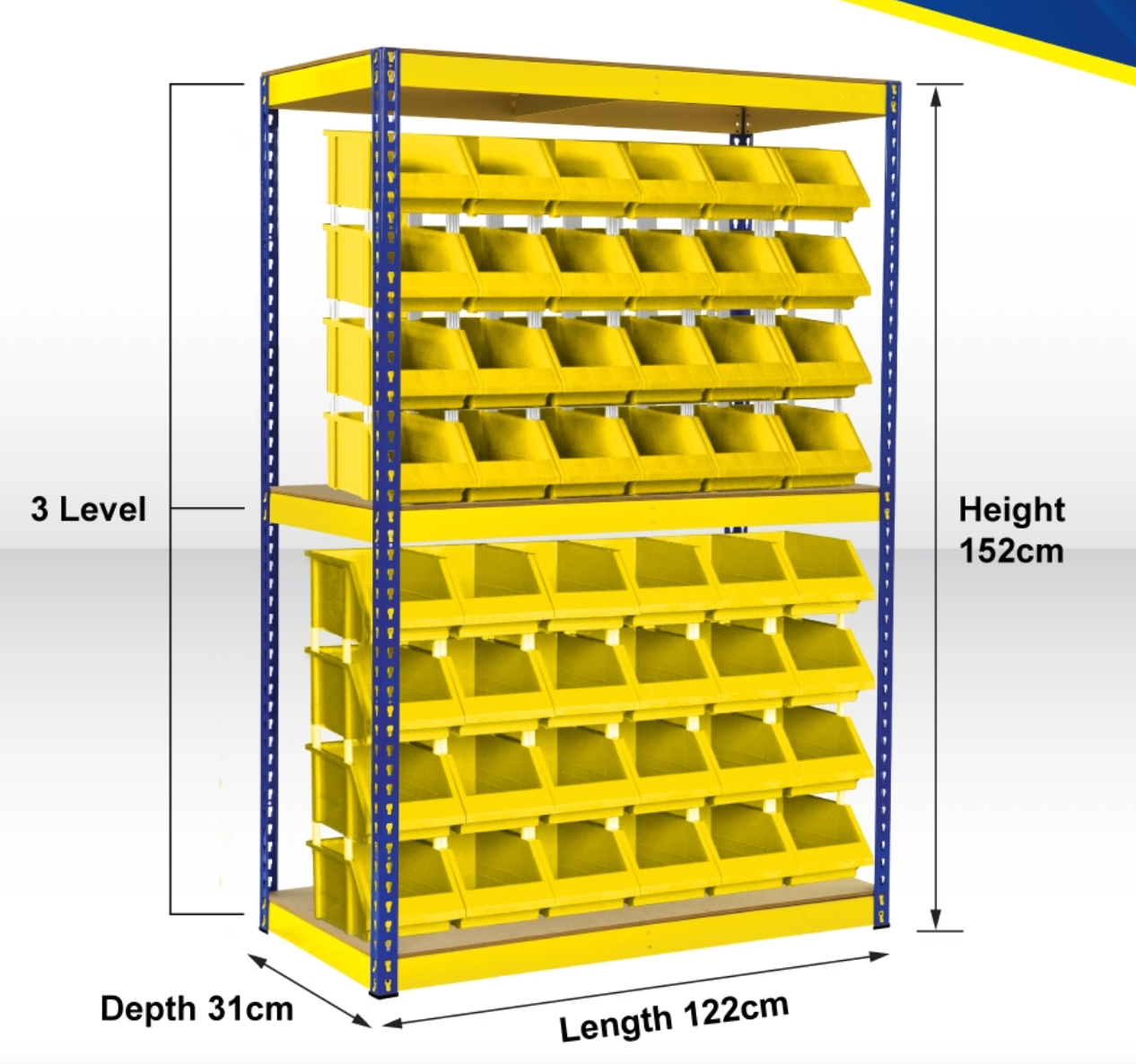 Boltless Rack 3 Levels + Multi Tool Box