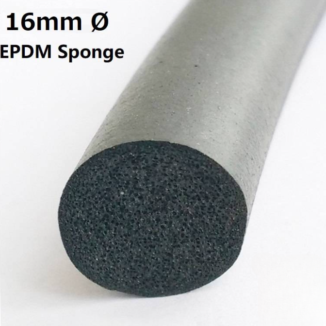 EPDM RUBBER SPONGE CORD CLOSED CELL ROUND FOAM STRIP 16MM DIAMETER BLACK