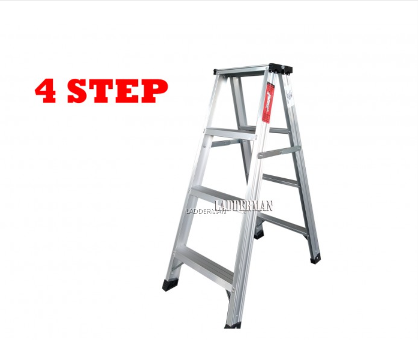 LADDERMAN HEAVY DUTY ALUMINIUM DOUBLE SIDED LADDER (4 STEP)