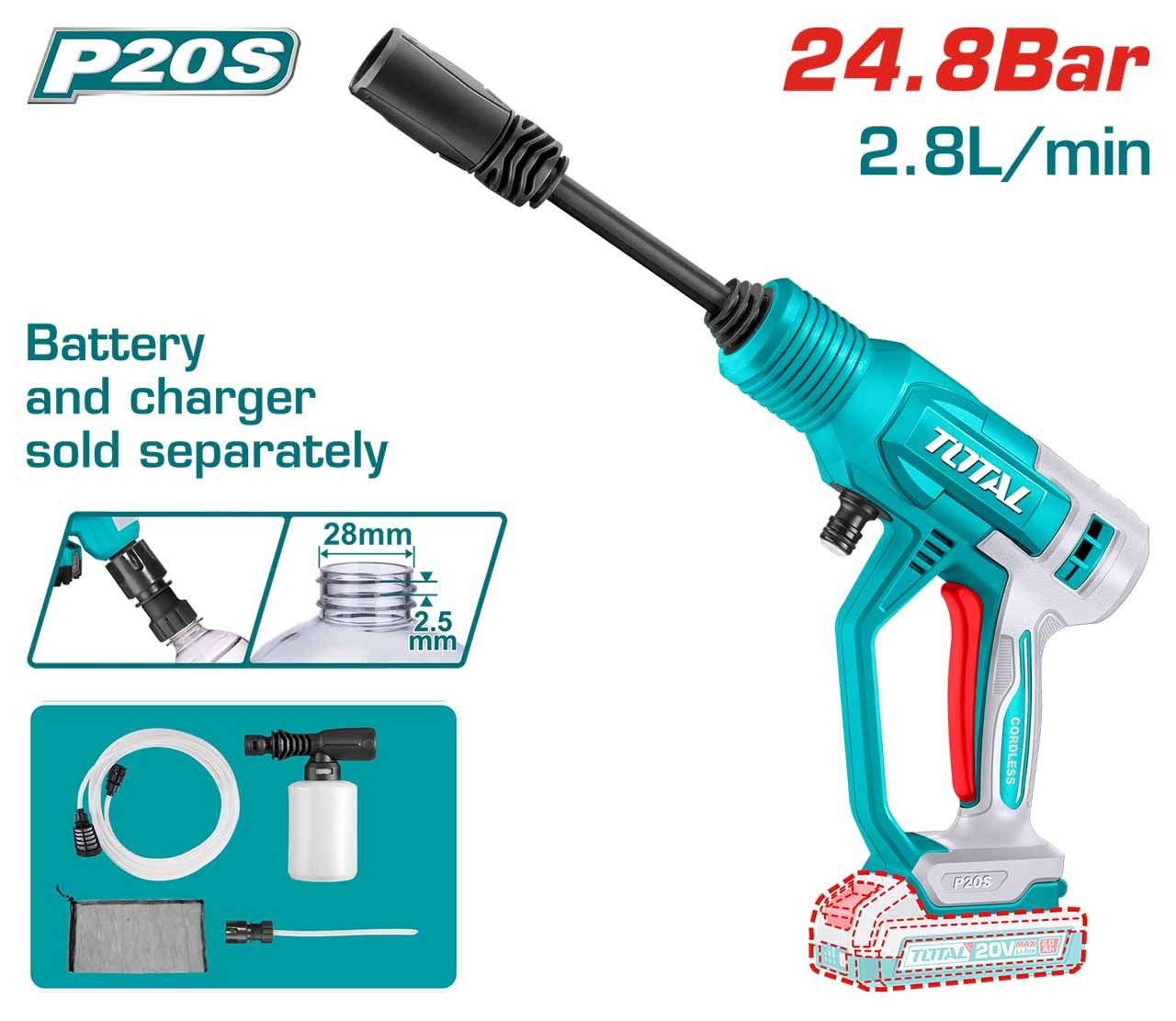 TOTAL TPWLI2036 Li-ion Pressure Washer