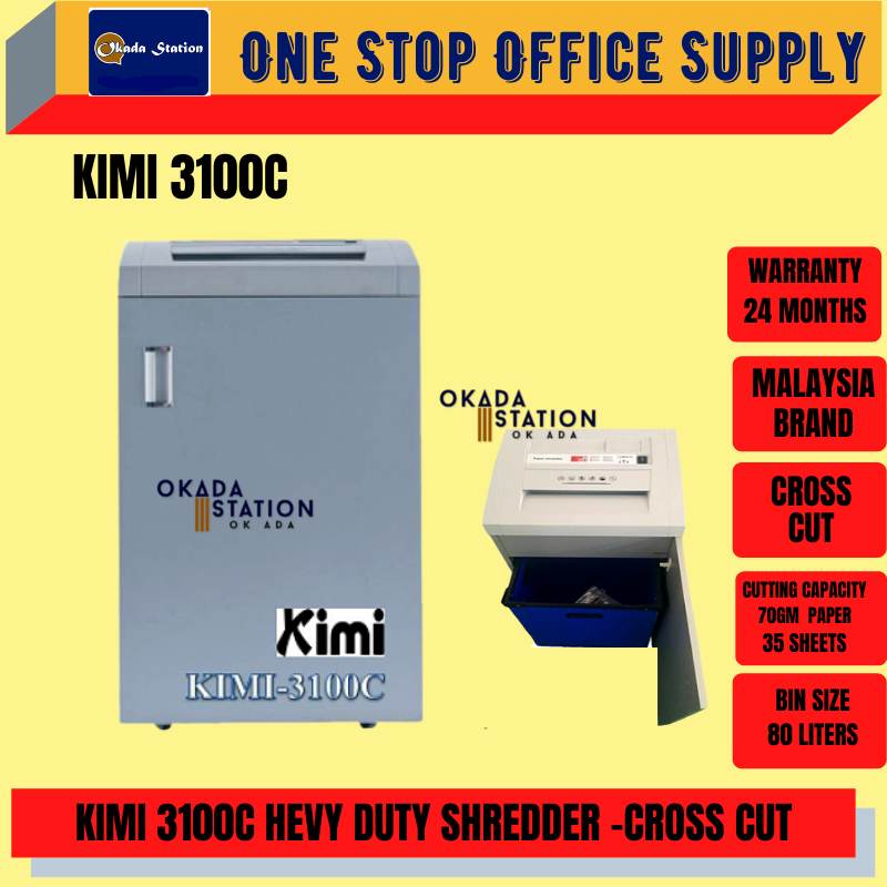 Kimi Heavy Duty Paper Shredder 3100C -MICRO CUT / Kimi / Paper Shredder / Micro-Cut Paper Shredder / 3100C