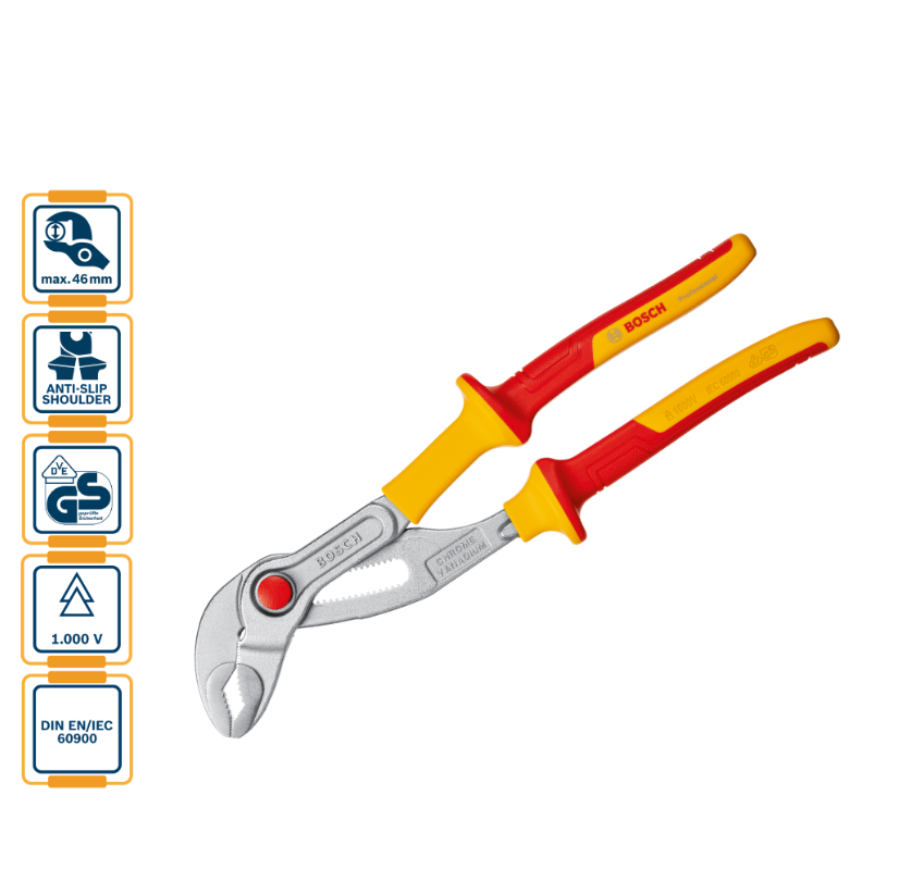 BOSCH INSULATED (VDE) WATERPUMP PLIER 250MM PROFESSIONAL (1600A02NE5)