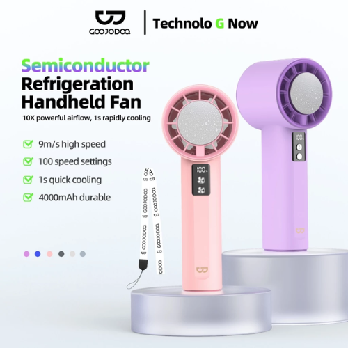 GOOJODOQ High Speed Handheld Mini Fan With Refrigeration Sheet With Custom Sticker Logo