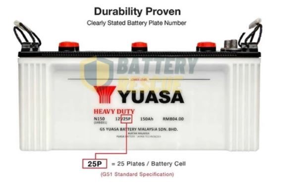 YUASA BATTERY / CAR BATTERY / N150 / 25 PLATES / HEAVY DUTY / BATERI KERETA /