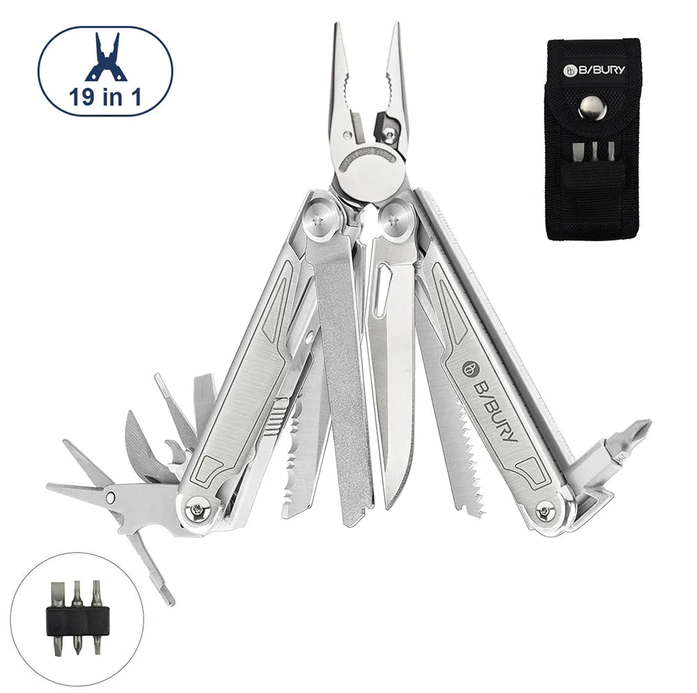 Bibury Plier EDC Multitool (19-in-1) V2 - Works Great As Leatherman Alternative