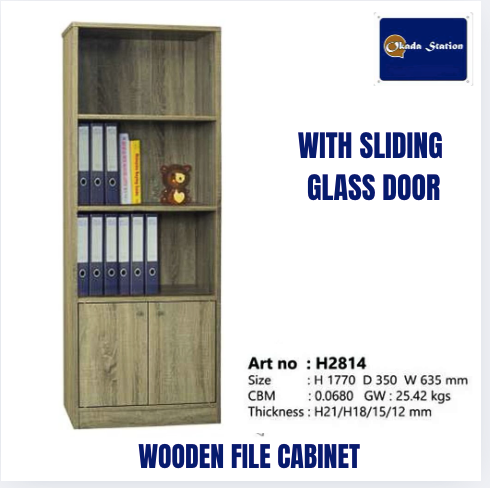 HB FILE CABINET WITH SLIDING GLASS DOOR / WOODEN CABINET / RAK FIAL