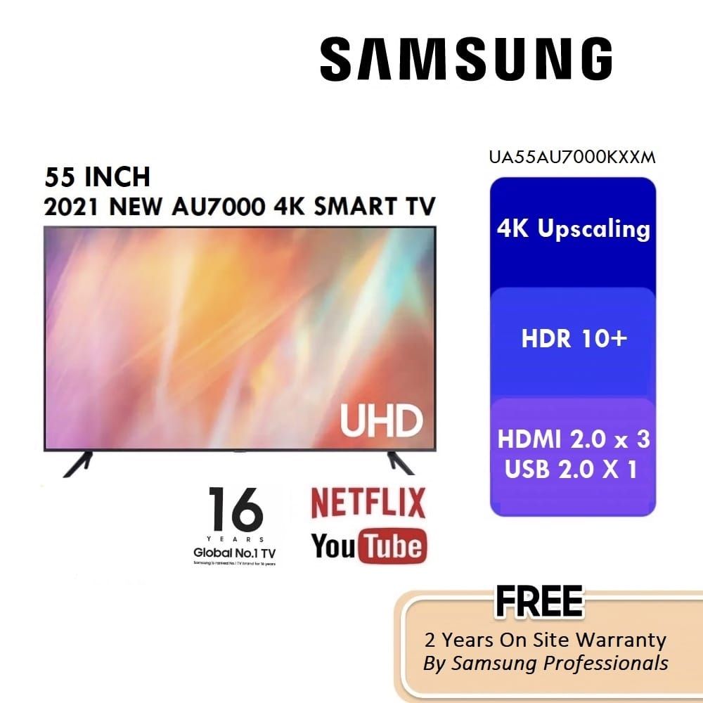 SAMSUNG *SAMSUNG UA55AU7000 4K UHD Smart TV 55 Inch