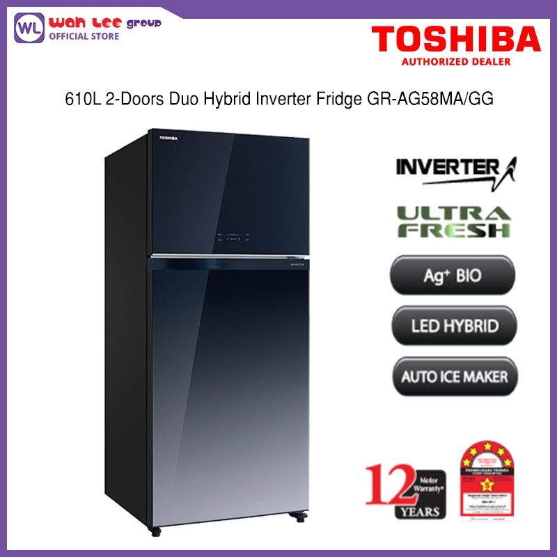 Toshiba *Toshiba 2 Doors Duo Hybrid, Inverter Refrigerator GR-AG58MA (610L)