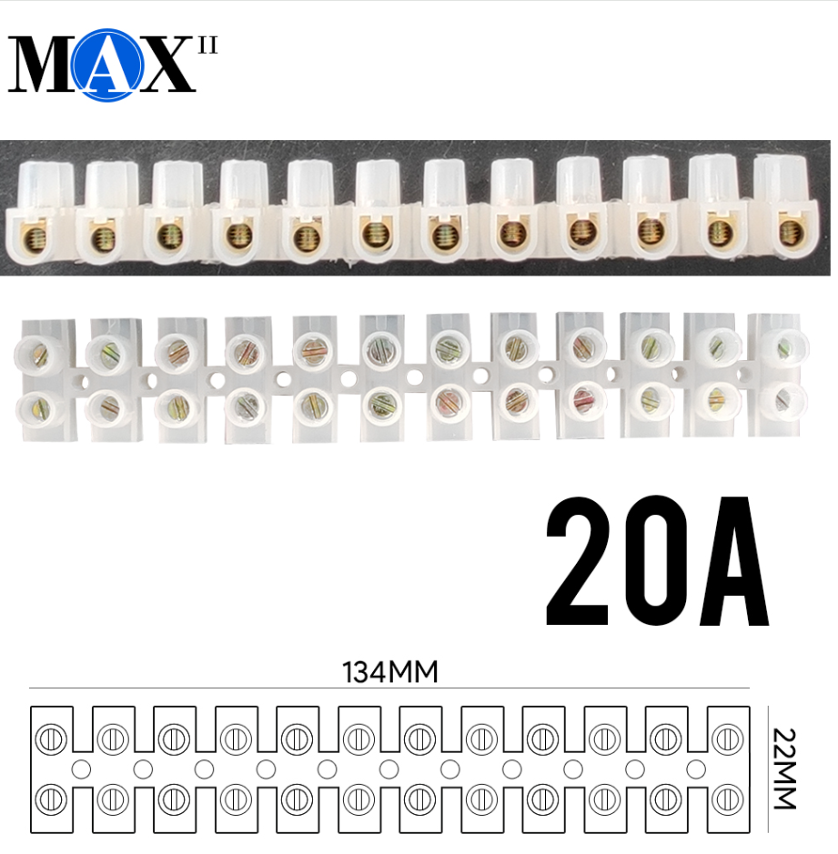 MAX-II PVC TERMINAL BLOCK CONNECTOR 20A 380V