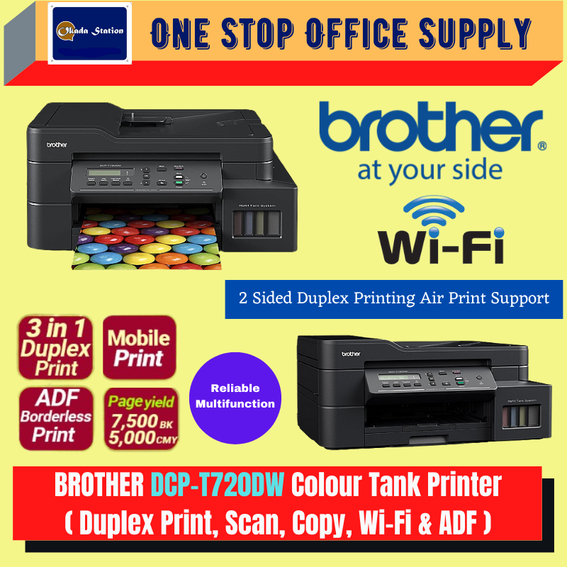 Brother DCP-T720DW Colour Inkjet Printer (Print ,Scan ,Copy & Wi-Fi ) - 2 Sided Duplex Printing / AirPrint Support / Duplex Printing Support / Colour Printer / Inkjet Printer / Ink Tank Printer / Printer / Colour Refill Ink Tank Printer